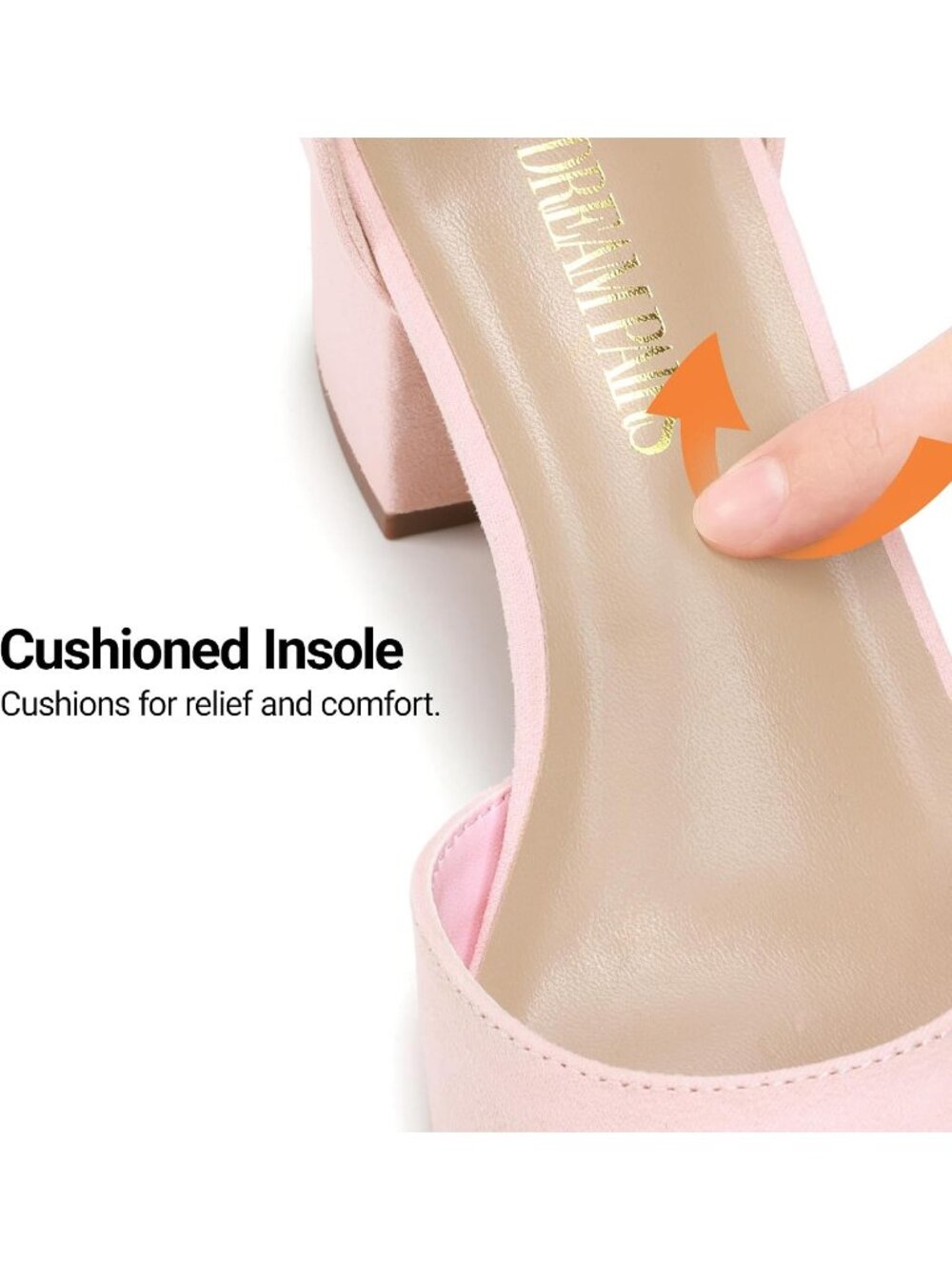 Women's Pink Suede ANNEE Closed Toe Chunky Block Heels Ankle Strap Pumps Shoes - Picture 6 of 6